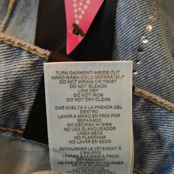 Simple Society Juniors Jeans High Rise Straight Light Wash Size 7/28 Rhinestones - Picture 6 of 7